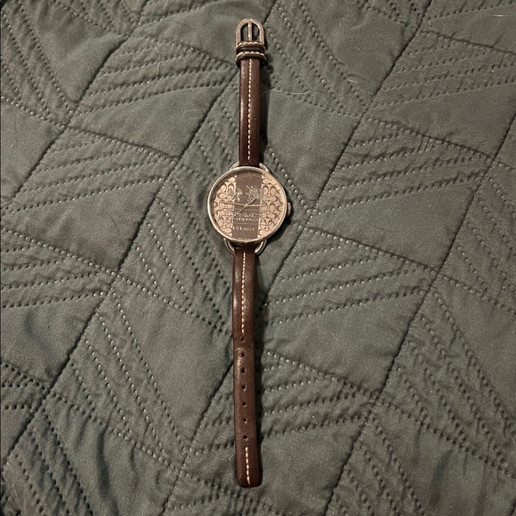 Coach Brown Leather Watch with Silver Face - Picture 1 of 2